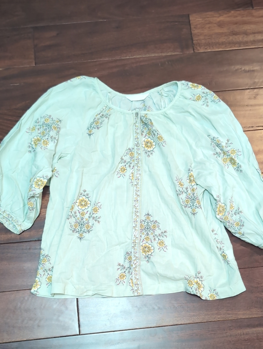 🌸3/$25🌸 LC Lauren Conrad Mint Green Embroidered Peasant Blouse